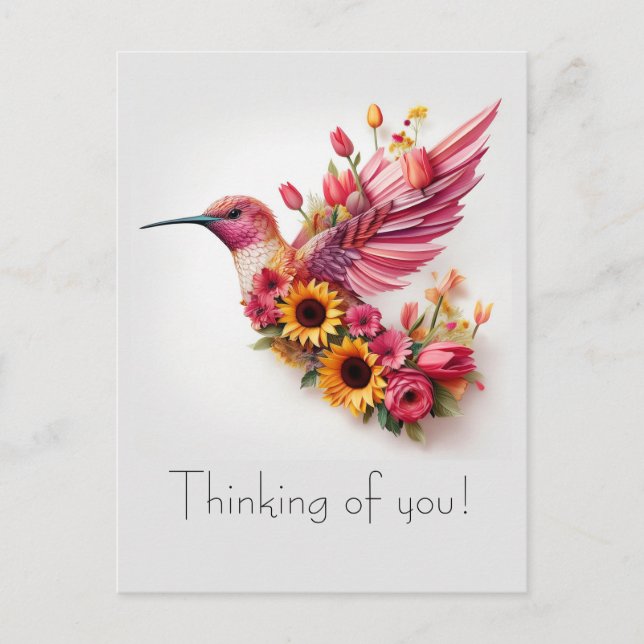 Postal Pájaro que vuela Pensando en ti (Anverso)