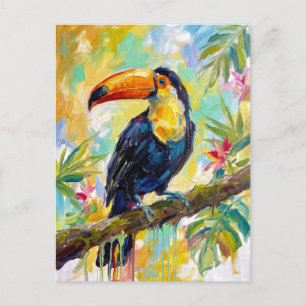 Postal Pájaro Tucán Vibrante: Pintura de Vida Silvestre T