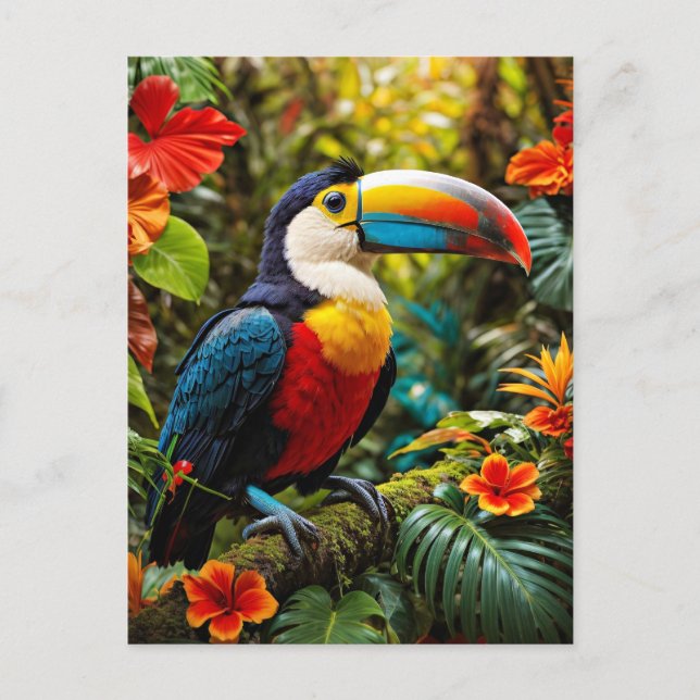 Postal Pájaro Turco colorido (Anverso)