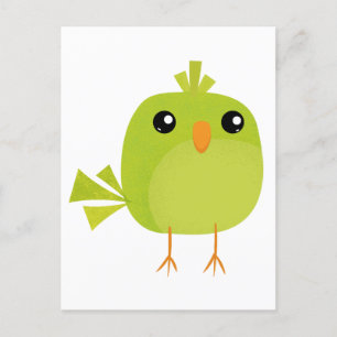 Postal Pájaro Verde Dibujos Animados