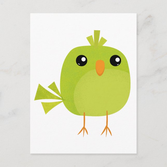 Postal Pájaro Verde Dibujos Animados  (Anverso)