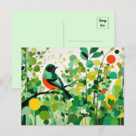 Postal Pájaros Abstratos En Una Sucursal