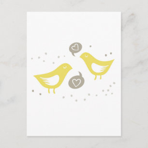 Postal pájaros amarillos que hablan de amor