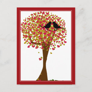 Postal Pájaros de Amor de Otoño