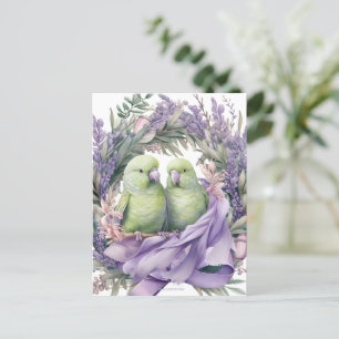 Postal Pájaros de Amor Lavanda