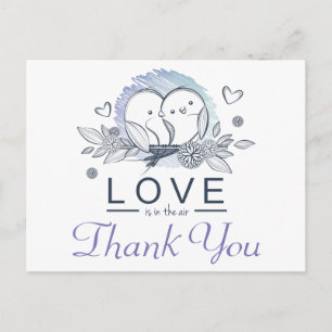 Postal Pájaros de Amor Purpura Gracias Boda
