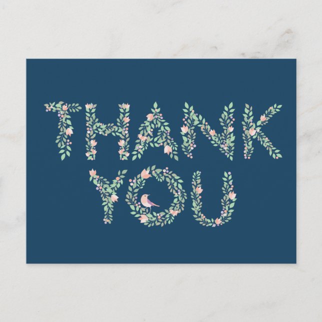 Postal Pájaros de Amor y Cartas Gracias Marina (Anverso)