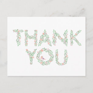 Postal Pájaros de Amor y Letras Gracias