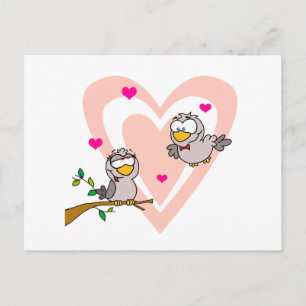 Postal pájaros de dibujos animados adorables