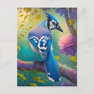 Postal Pájaros de fantasía Arrendajo azul