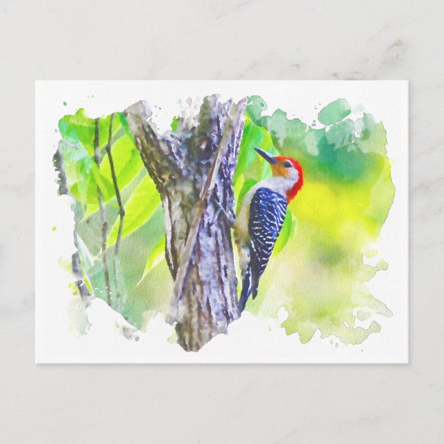 Postal Pájaros de madera aferrados al árbol (Anverso)