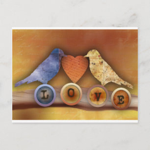 Postal pájaros del amor