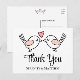 Postal Pájaros del Amor Rosados Negros Pájaros del Amor B