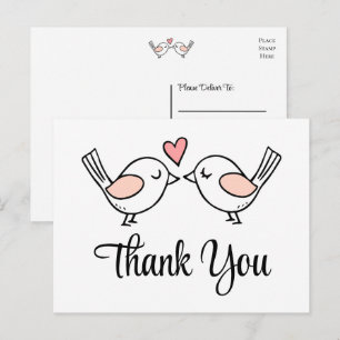 Postal Pájaros del Amor Rosados Negros Pájaros del Amor B