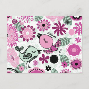 Postal pájaros del doodle