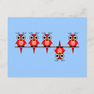 Postal pájaros divertidos