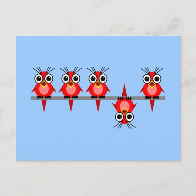 Postal pájaros divertidos (Anverso)