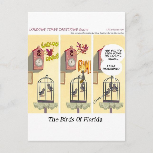 Postal Pájaros Divertidos de Florida que se Quedan en su  (Anverso)