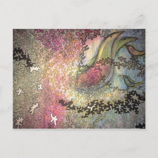 Postal pájaros en los árboles