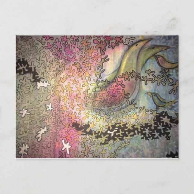 Postal pájaros en los árboles (Anverso)