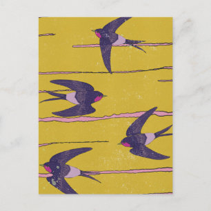 Postal Pájaros golondrinas