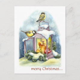 Postal Pájaros ventilares editables en Navidades de linte