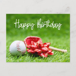 Postal Palabra de cumpleaños de béisbol en verde para tar