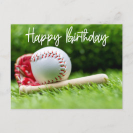 Postal Palabra de cumpleaños de béisbol en verde para tar