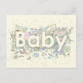 Postal Palabra de niño lindo Arte Colores Pastel Género N