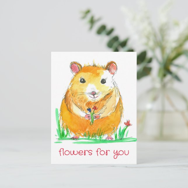 Postal Palabras amables para Bouquet Mascota de Hamster (Anverso de pie)