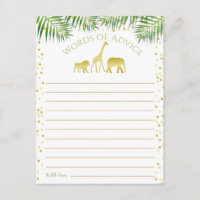 Palabras de consejo de Gold Safari Baby Shower