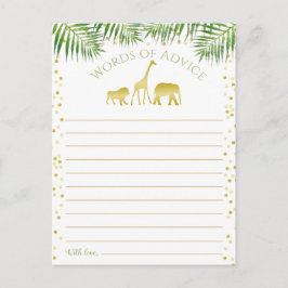 Postal Palabras de consejo de Gold Safari Baby Shower