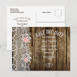 Postal Palabras de madera rústica y encaje Salven al Boda