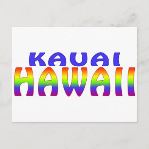 Postal Palabras en arco iris de Kauai Hawaii