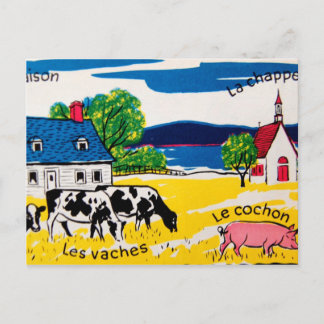 Postal Palabras francesas en la granja