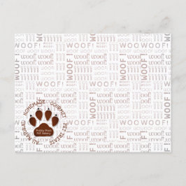 Postal Palabras Woof y Paw Print in Brown with Business