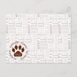Postal Palabras Woof y Paw Print in Brown with Business