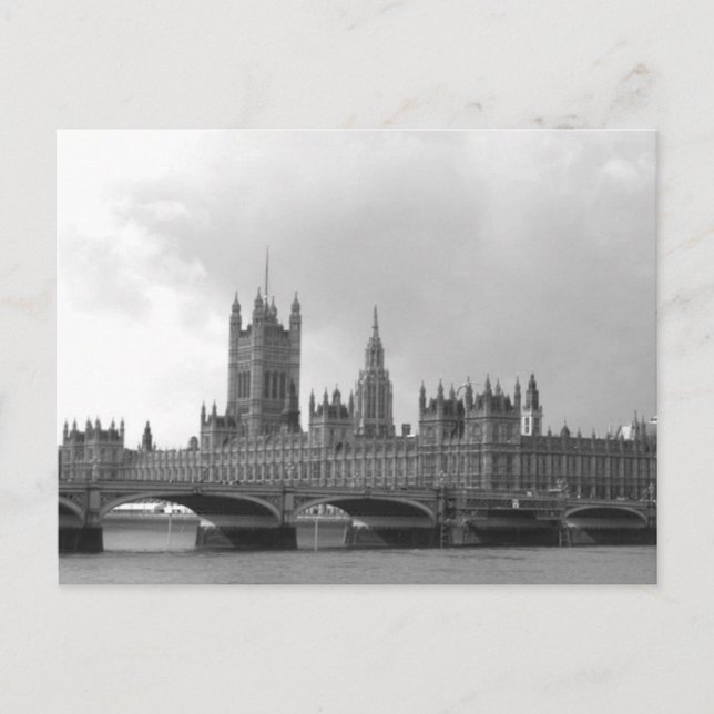 Postal Palacio Blanco y Negro de Westminster (Anverso)