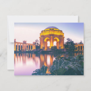 Postal Palacio de Bella Artes de San Francisco iluminado