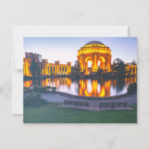 Postal Palacio de Bellas Artes de San Francisco se encien