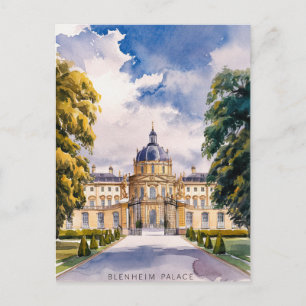 Postal Palacio de Blenheim pintura en acuarela