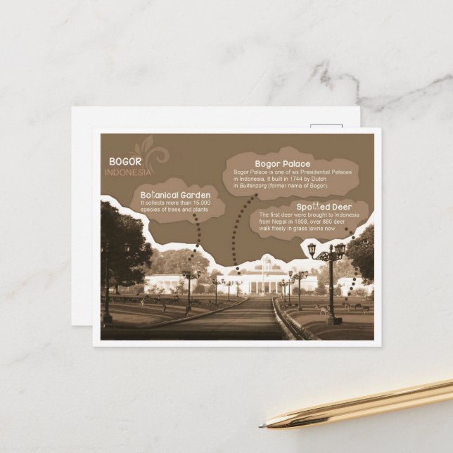 Postal Palacio de Bogor de Postcard Indonesia (Anverso/Reverso In Situ)