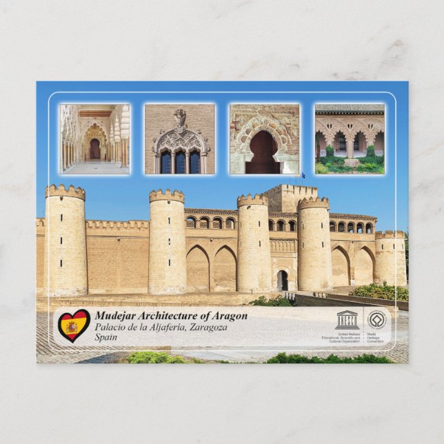 Postal Palacio de la Aljafería - Patrimonio Mundial de la (Anverso)