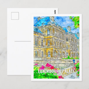 Postal Palacio de Luxemburgo Francia Viaje a la Watercolo