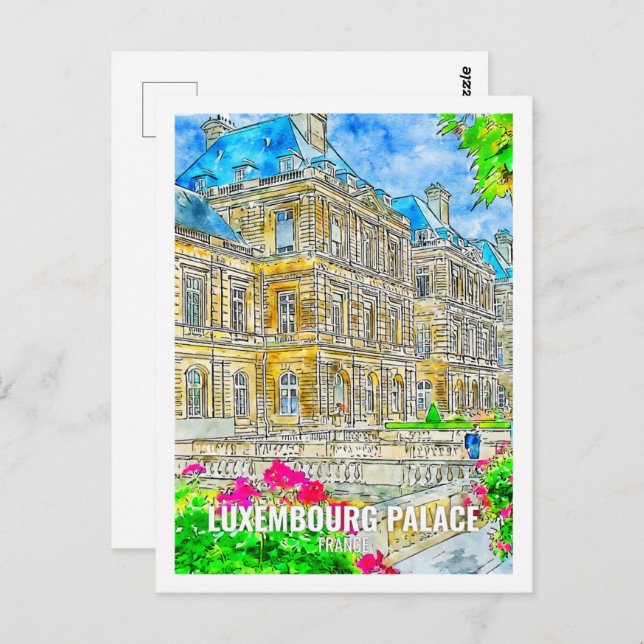 Postal Palacio de Luxemburgo Francia Viaje a la Watercolo (Anverso / Reverso)