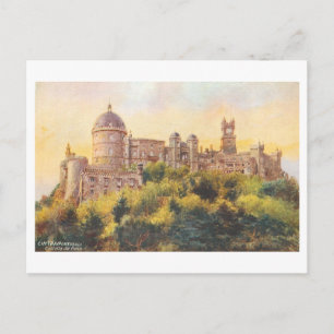 Postal Palacio de Pena vintage en Cintra, Portugal,