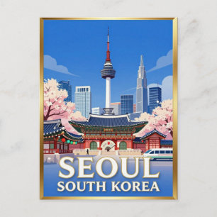 Postal Palacio de Seúl Paisaje urbano Corea del Sur