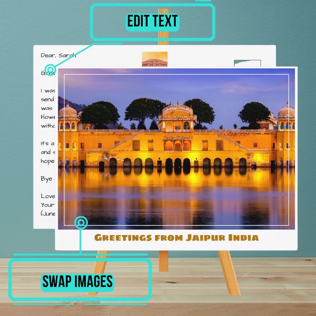 Postal Palacio del Agua Jal Mahal en Jaipur India (Please enjoy our postcard)