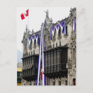 Postal Palacio del Arzobispo con "Balcones celosos" Lima