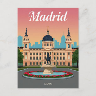 Postal Palacio del Ayuntamiento de Madrid y Fuente